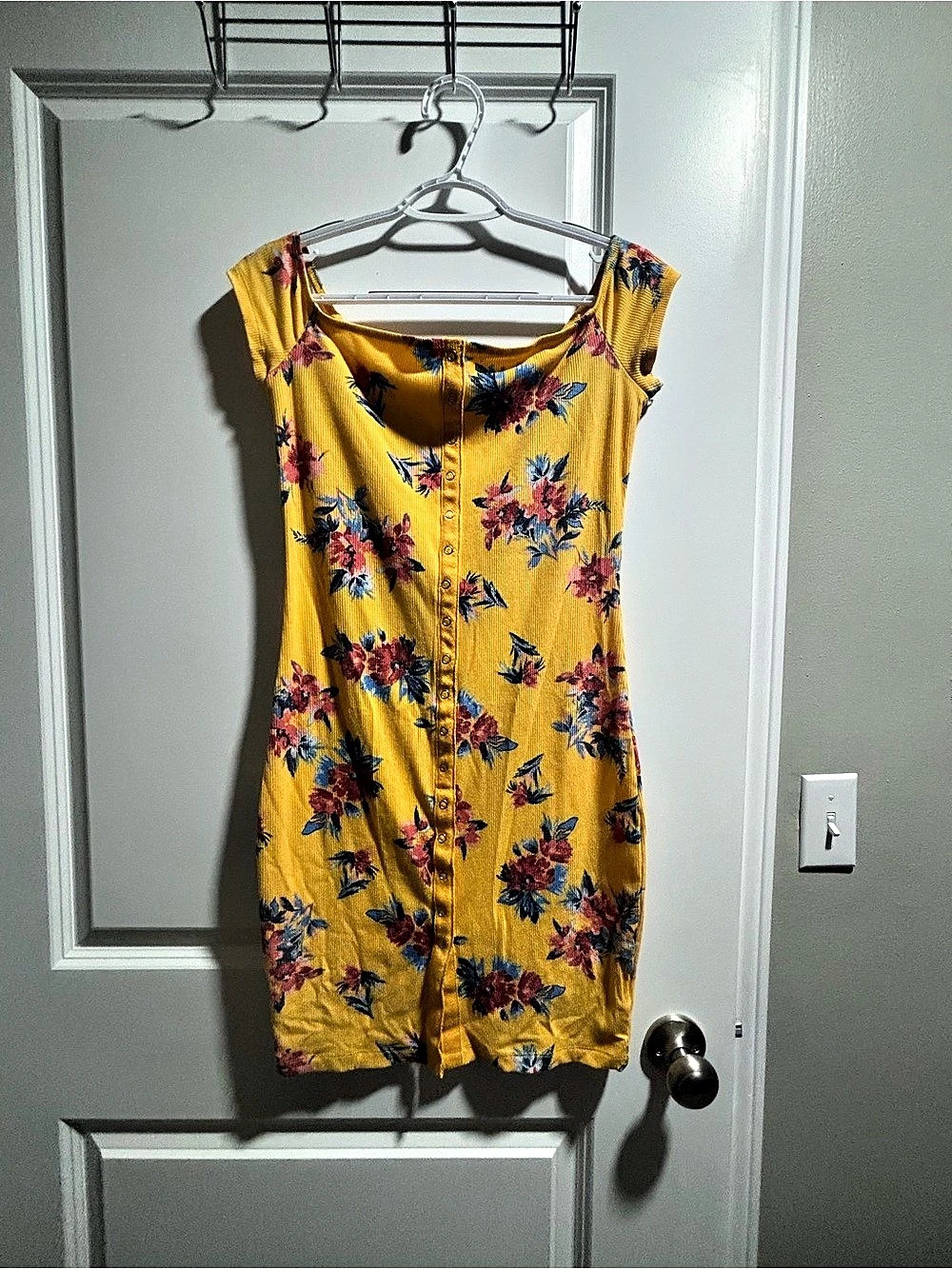 GUESS Floral Mini Dress Yellow Medium